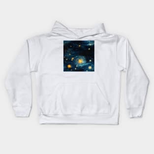 Van Gogh Starry Night Outer Space Pattern 25 Kids Hoodie